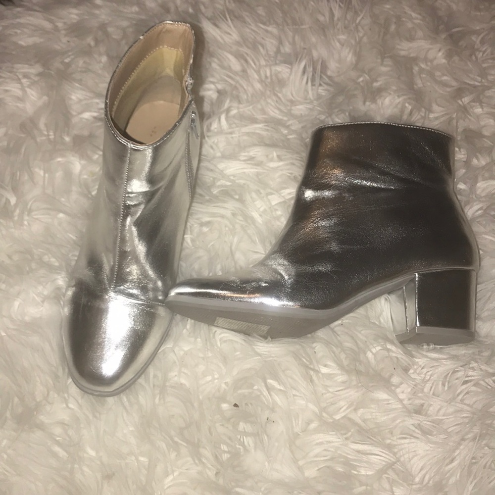 Silver ankle boots